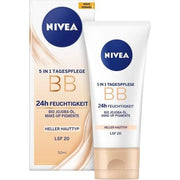 NIVEA BB 5 in 1 Day Cream 24h Moisture 50ml SPF 20 with Organic Jojoba Oil & Makeup Pigments Light Skin Type - Maison des fragrances