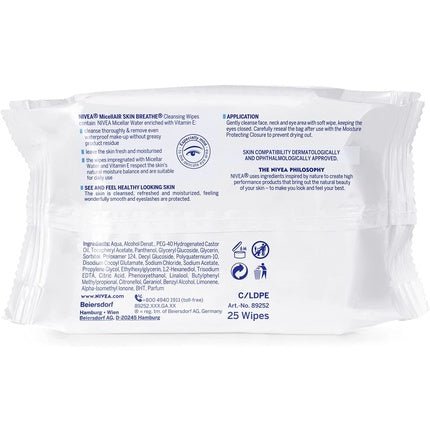 NIVEA Biodegradable Cleansing Wipes Sensitive Skin 25 Sheets - Maison des fragrances