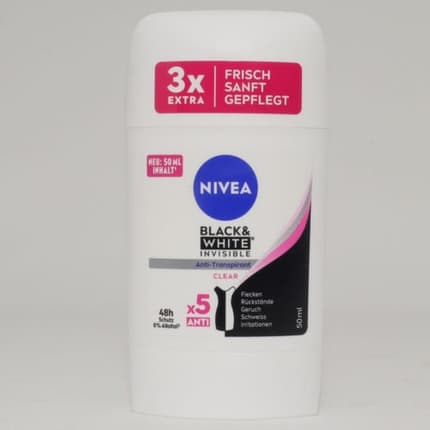 Nivea Black & White Invisible Clear Antiperspirant 48h Déodorant (Déo) Femme - Maison des fragrances