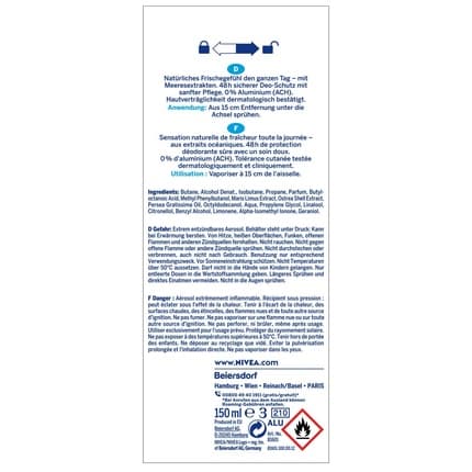 Nivea Fresh Natural Deodorant 150ml Unisexe - Maison des fragrances