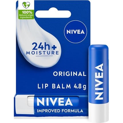 NIVEA Lip Balm Original Care 4.8g Deeply Hydrates Lips for 24h+ with Natural Origin Ingredients Shea Butter and Vitamins - Maison des fragrances