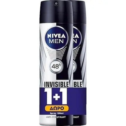 Nivea Men Black & White Invisible Power Antiperspirant Spray 48 Hours - 2x150ml - Maison des fragrances