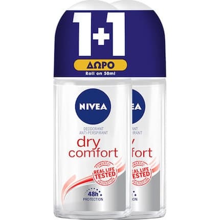 Nivea Promo Dry Comfort 's Deodorant Roll-On 48 Hour Protection - 2x Déodorant (Déo) Femme 50ml - Maison des fragrances