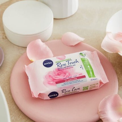 Nivea Rose Touch Micellar Wipes With Organic Rose Water 25pc - Maison des fragrances