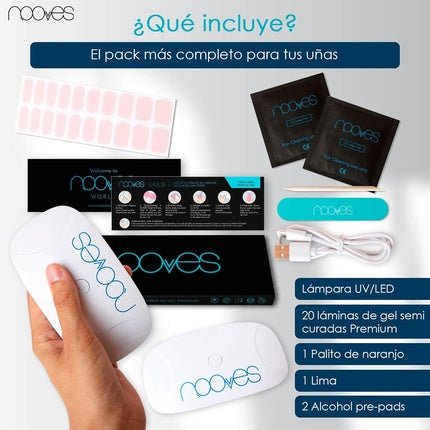 NOOVES NAILS Premium Pink Gel Nail Sheets with Portable UV/LED Nail Lamp 8W - Maison des fragrances