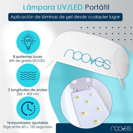 NOOVES NAILS Premium Pink Gel Nail Sheets with Portable UV/LED Nail Lamp 8W - Maison des fragrances