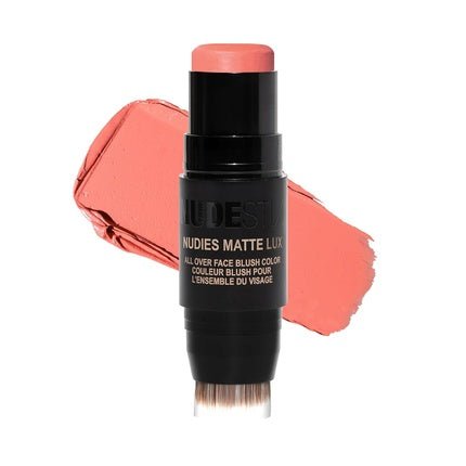Nudestix Nudies Matte Lux Cream Blush 3 - in - 1 All Over Face Colour For Cheeks Eyes and Lips with Blending Blush Pretty Peachy 1 Count - Maison des fragrances