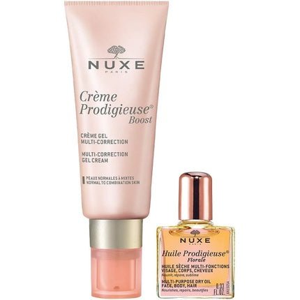 Nuxe Creme Prodigieuse Gift Set 40ml Boost Multi - Correction Gel Cream + 10ml Florale Hair & Body Oil - Maison des fragrances