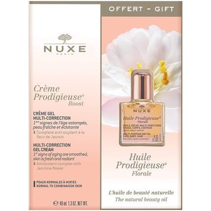 Nuxe Creme Prodigieuse Gift Set 40ml Boost Multi - Correction Gel Cream + 10ml Florale Hair & Body Oil - Maison des fragrances