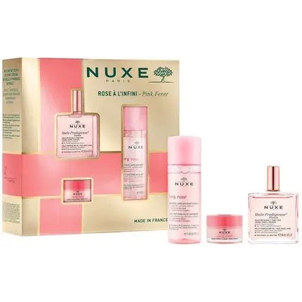 Nuxe Pink Fever Set - Includes Moisturizing Body Oil 50 Ml, Cleansing Micellar Water 100 Ml, And Lip Balm 15 G - Maison des fragrances