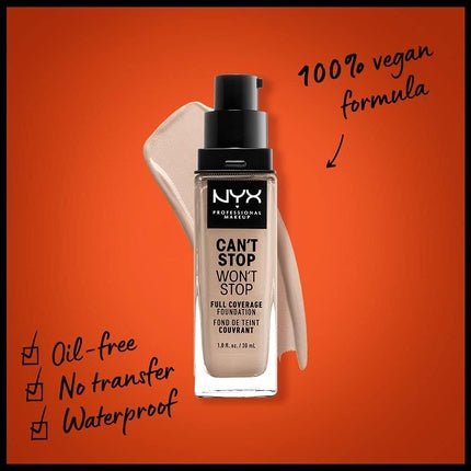 Nyx Can´t Stop Won´t Stop Full Coverage Foundation Porcelain 30ml - Maison des fragrances