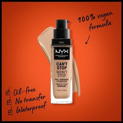 Nyx Can´t Stop Won´t Stop Full Coverage Foundation True Beige 30ml - Maison des fragrances