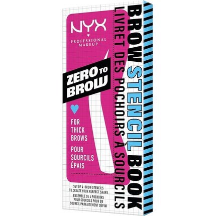 NYX Professional Makeup Brow Stencils for Thick Eyebrows Set of 4 Templates Round Straight Arched and Extra Long Zero to Brow Thick Brows Stencil Book 1 count - Maison des fragrances