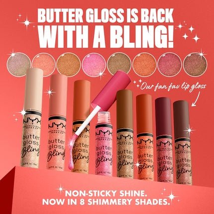 NYX PROFESSIONAL MAKEUP Butter Gloss Bling Lip Gloss Non Sticky and Shiny Vegan Lip Makeup Pay Me In Gold - Maison des fragrances
