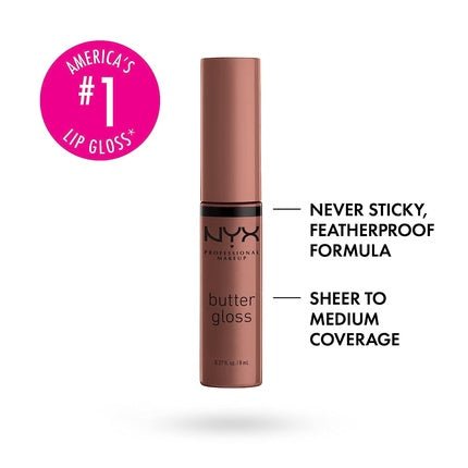 NYX Professional Makeup Butter Gloss Brown Sugar Butterscotch Non - Sticky Lip Gloss 0.27 Fl Oz - Maison des fragrances