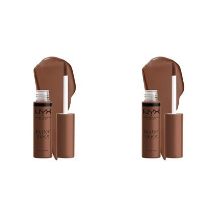 NYX Professional Makeup Butter Gloss Brown Sugar Fudge Me Non - Sticky Lip Gloss 0.28 Fl Oz - Pack of 2 - Maison des fragrances