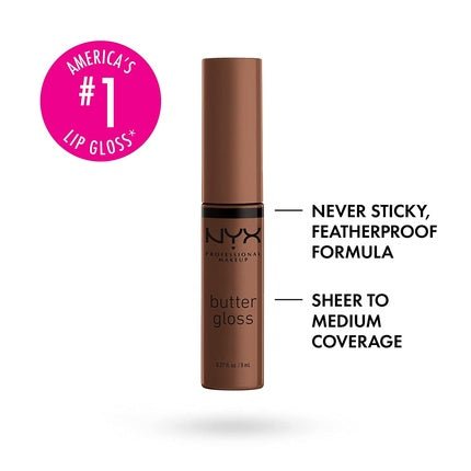 NYX Professional Makeup Butter Gloss Brown Sugar Fudge Me Non - Sticky Lip Gloss 0.28 Fl Oz - Pack of 2 - Maison des fragrances