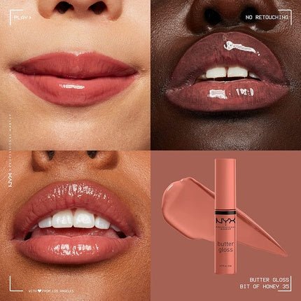 NYX Professional Makeup Butter Gloss Non - Sticky Lip Gloss Bit of Honey Peach Nude 0.27 fl oz - Maison des fragrances