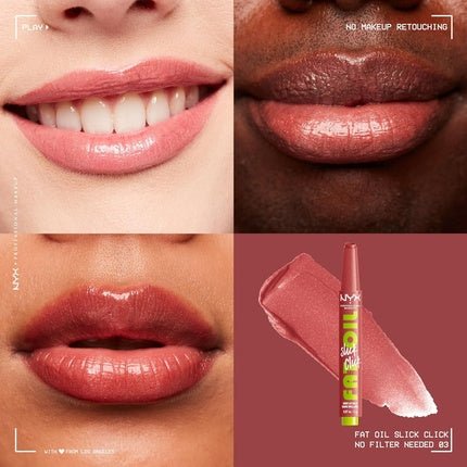 NYX Professional Makeup Fat Oil Slick Click Lightweight Buildable Pigmented Vegan Lip Balm 03 No Filter Needed - Maison des fragrances