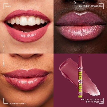 NYX PROFESSIONAL MAKEUP Fat Oil Slick Click Lightweight Buildable Pigmented Vegan Lip Balm Thats Major 09 - Maison des fragrances
