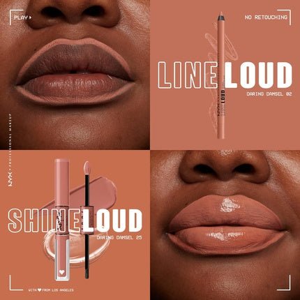 NYX PROFESSIONAL MAKEUP Line Loud Lip Liner Longwear and Pigmented Lip Pencil with Jojoba Oil Vitamin E - Daring Damsel Light Warm Peach Nude 02 Daring Damsel 1 Count - Maison des fragrances