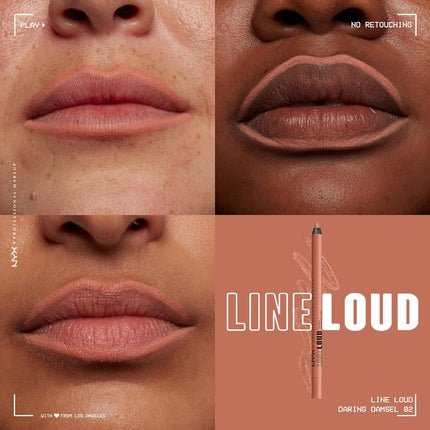 NYX PROFESSIONAL MAKEUP Line Loud Lip Liner Longwear and Pigmented Lip Pencil with Jojoba Oil Vitamin E - Daring Damsel Light Warm Peach Nude 02 Daring Damsel 1 Count - Maison des fragrances
