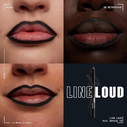 NYX PROFESSIONAL MAKEUP Line Loud Lip Liner with Jojoba Oil and Vitamin E - Evil Genius 18 Black - Maison des fragrances