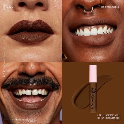 NYX Professional Makeup Lip Lingerie XXL Matte Liquid Lipstick Goin Desnuda Chocolate Brown 0.13 fl oz - Maison des fragrances