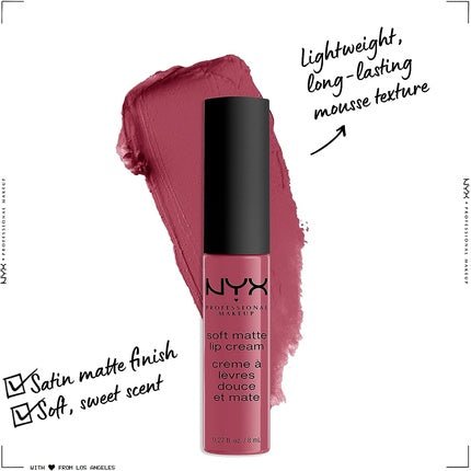 NYX Professional Makeup Soft Matte Lip Cream Lightweight Liquid Lipstick Sao Paulo Bubblegum Pink - Maison des fragrances