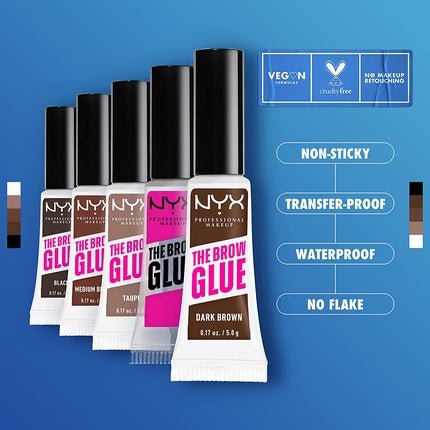 NYX Professional Makeup The Brow Glue Extreme Hold Tinted Eyebrow Gel Black 0.17 Fl Oz - Maison des fragrances