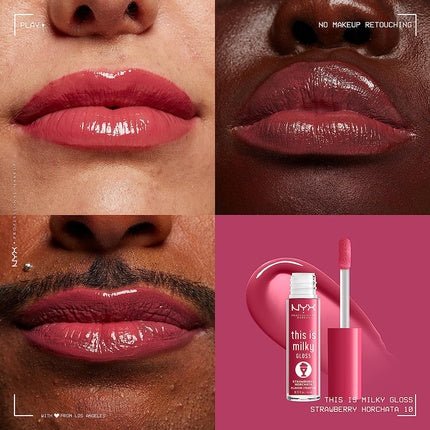NYX Professional Makeup This Is Milky Gloss 12 Hour Hydration Vegan Strawberry Horchata Lip Gloss Mauve Pink - Maison des fragrances