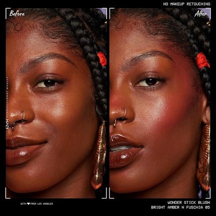 NYX Professional Makeup Wonder Stick Blush with Hydrating Hyaluronic Acid Dual - Ended Cream Stick Bright Amber and Fuchsia - Maison des fragrances