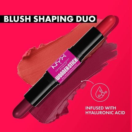 NYX Professional Makeup Wonder Stick Blush with Hydrating Hyaluronic Acid Dual - Ended Cream Stick Bright Amber and Fuchsia - Maison des fragrances