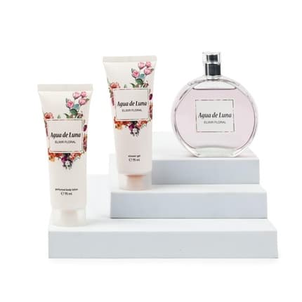 Agua De Luna Floral Elixir Gift Set Body Cream Shower Gel Citrus and Floral Scent Long Lasting Fresh Eau de Toilette  pour femme