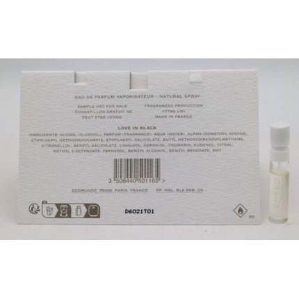 Official Creed Carded Sample Love In Black 1.5ml / 0.05 Oz - Maison des fragrances