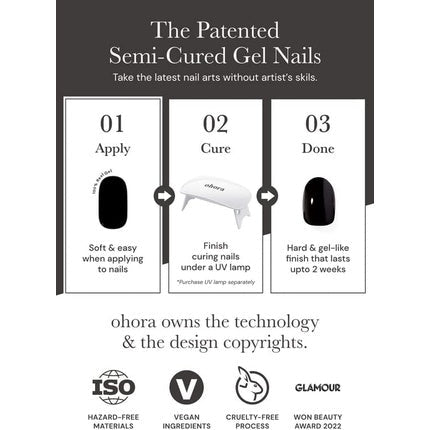 ohora Semi Cured Gel Nail Strips N Addict - Works with Any Nail Lamps Salon - Quality Long Lasting Easy to Apply & Remove - Includes 2 Prep Pads Nail File & Wooden Stick Red - Maison des fragrances
