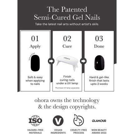 ohora Semi Cured Gel Nail Strips N Caramel Bear - Salon - Quality Long Lasting Easy to Apply and Remove - Includes 2 Prep Pads Nail File and Wooden Stick Jewel Gemstone - Maison des fragrances