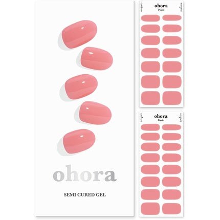 ohora Semi Cured Gel Nail Strips N Cream Glow - Works with Any Nail Lamps Salon - Quality Long Lasting Easy to Apply & Remove - Includes 2 Prep Pads Nail File & Wooden Stick Pink - Maison des fragrances