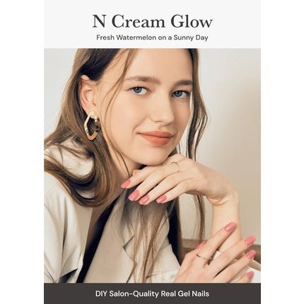 ohora Semi Cured Gel Nail Strips N Cream Glow - Works with Any Nail Lamps Salon - Quality Long Lasting Easy to Apply & Remove - Includes 2 Prep Pads Nail File & Wooden Stick Pink - Maison des fragrances