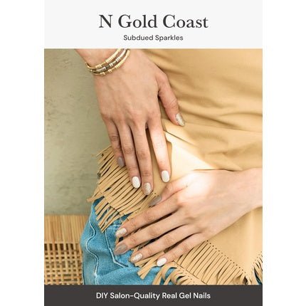 ohora Semi Cured Gel Nail Strips N Gold Coast - Salon - Quality Long Lasting Easy to Apply and Remove Glitter - Includes 2 Prep Pads Nail File and Wooden Stick - Maison des fragrances