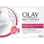 Olay Daily Facials 5 - in - 1 Water Activated Dry Cloths Micellar Clean for Normal Skin with Grapeseed Extract - Maison des fragrances