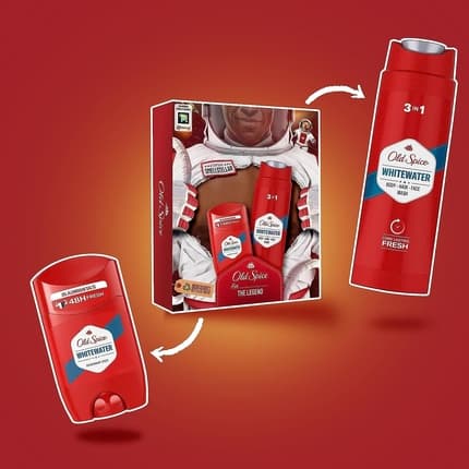Old Spice Whitewater Astronaut Gift Set for Men with Aluminum-Free Deodorant Stick and 3-in-1 Shower Gel and Shampoo - Maison des fragrances