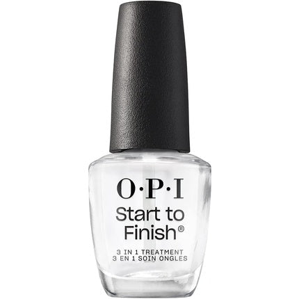 OPI Nail Polish Start to Finish 3in1 Treatment Long Lasting Shine Base Coat Top Coat Strengthener Treatment Vegan Formula Vitamins A E Damaged Nails 15ml - Maison des fragrances