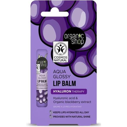 Organic Shop Aqua Glossy Lip Balm Hyaluron Therapy with Hyaluronic Acid and Blackberry Extract 10ml - Maison des fragrances