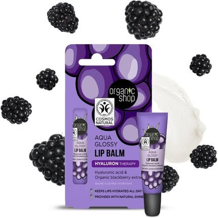 Organic Shop Aqua Glossy Lip Balm Hyaluron Therapy with Hyaluronic Acid and Blackberry Extract 10ml - Maison des fragrances