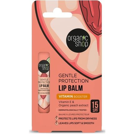 Organic Shop Gentle Protection Vitamin Booster Lip Balm SPF 15 with Vitamin E and Peach Extracts 10ml - Maison des fragrances