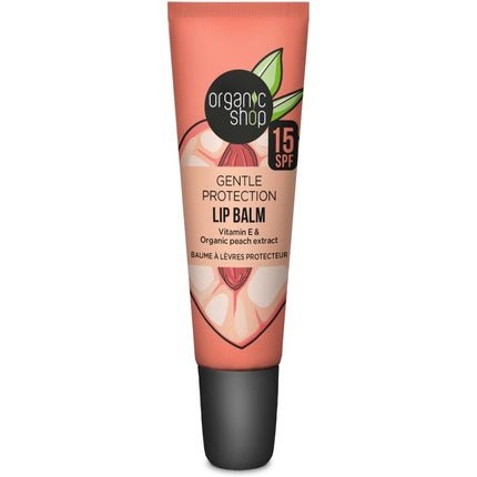 Organic Shop Gentle Protection Vitamin Booster Lip Balm SPF 15 with Vitamin E and Peach Extracts 10ml - Maison des fragrances