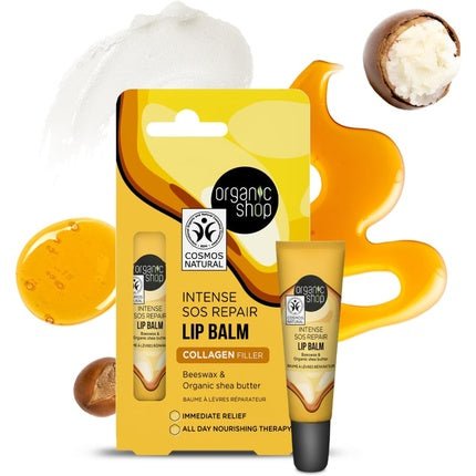 Organic Shop SOS Repair Lip Balm Collagen Filler with Beeswax and Shea Butter 10ml - Maison des fragrances