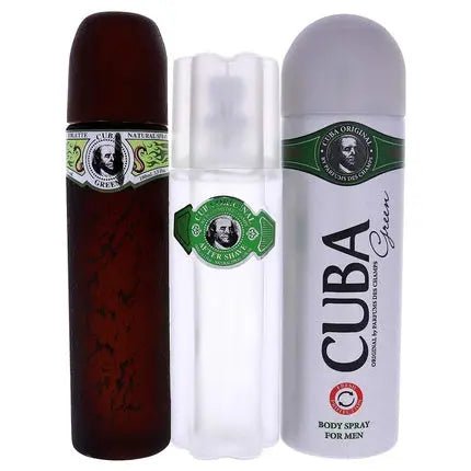 Parfum de France Cuba Green Men's Gift Set Eau de Toilette 100ml Deodorant 200ml Aftershave 100ml - Maison des fragrances