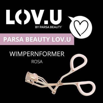 PARSA Beauty LOV.U Eyelash Curler Gold with Pastel Pink Rubber Pad for Eye Shape Extension - Maison des fragrances